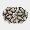 Fashnzfab Floral Crystal Hinged Bangle Bracelet Gray In Gray