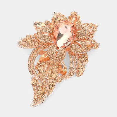 Fashnzfab Floral Crystal Pave Bouquet Brooch Pendant In Pink