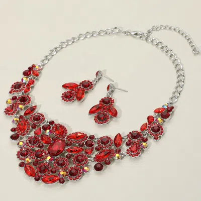 Fashnzfab Floral Crystal Rhinestone Cluster Evening Necklace In Multi