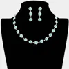 Fashnzfab Floral Crystal Rhinestone Collar Necklace In Blue