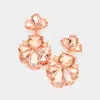 Fashnzfab Floral Crystal Rhinestone Drop Evening Earrings In Pink