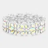 Fashnzfab Floral Crystal Stretch Evening Bracelet Ab, Silver In Multi