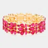 Fashnzfab Floral Crystal Stretch Evening Bracelet Fuchsia In Pink