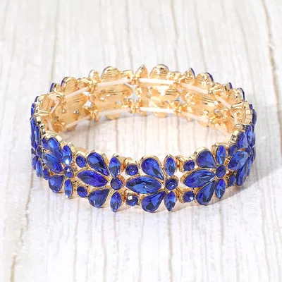 Fashnzfab Floral Crystal Stretch Evening Bracelet In Multi