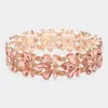 Fashnzfab Floral Crystal Stretch Evening Bracelet Peach, Rose Gold In Multi