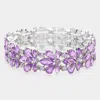 Fashnzfab Floral Crystal Stretch Evening Bracelet Violet In Purple