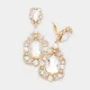 Fashnzfab Floral Crystal Teardrop Clip On Evening Earrings In Gold