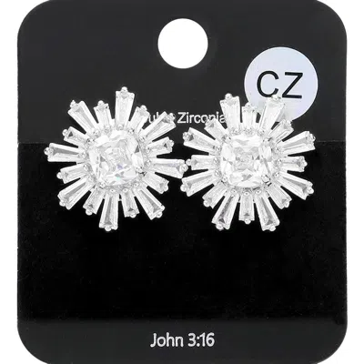 Fashnzfab Floral Cz Embellished Stud Evening Earrings In Multi