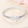 Fashnzfab Floral Cz Stone Accent Evening Cuff Bracelet Clear, Silver In Multi