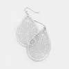 Fashnzfab Floral Droplet Filigree Earrings - Matte Silver In Silver