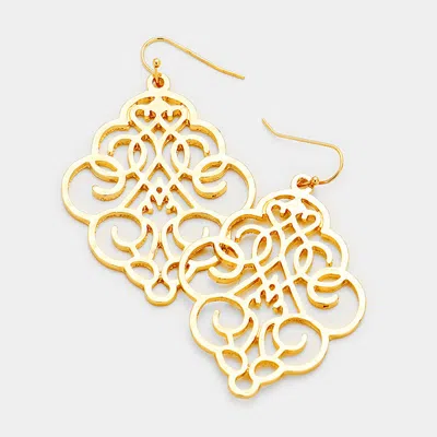 Fashnzfab Floral Filigree Drop Earrings In Gold