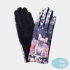 Fashnzfab Floral French Bulldog Printed Smart Touch Gloves In Blue