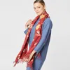 Fashnzfab Floral Fringe Scarf In Red