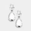 Fashnzfab Floral Glass Crystal Teardrop Evening Earrings - Clear, Silver In Multi