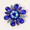 Fashnzfab Floral Glass Stone Pin Brooch In Blue
