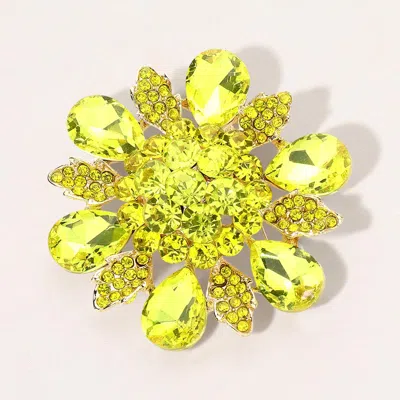 Fashnzfab Floral Glass Stone Pin Brooch In Brown