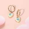 Fashnzfab Floral Heart Ceramic Charm Dangle Bow Earrings - Blue, Gold In Gold