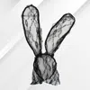 Fashnzfab Floral Laced Bunny Ears Headband In Black