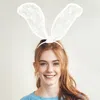 Fashnzfab Floral Laced Bunny Ears Headband In White