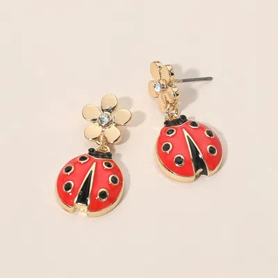 Fashnzfab Floral Ladybug Charm Drop Dangle Earrings In Multi