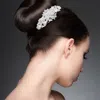 Fashnzfab Floral Leaf Vine Rhinestone Paved Hair Comb In White