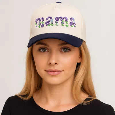 Fashnzfab Floral Mama Embroidered Five Panel Canvas Baseball Cap In Multi