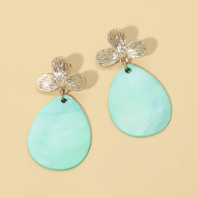 Fashnzfab Floral Marbled Resin Teardrop Statement Earrings In Green