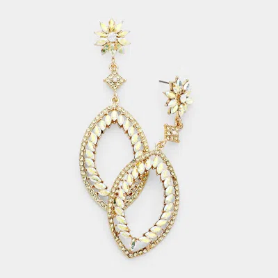 Fashnzfab Floral Marquise Evening Earrings In Gold