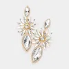 Fashnzfab Floral Marquise Stone Cluster Evening Earrings In Multi
