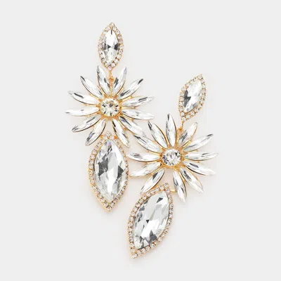 Fashnzfab Floral Marquise Stone Cluster Evening Earrings In Multi