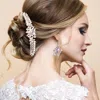 Fashnzfab Floral Marquise Stone Cluster Hair Comb In Gold