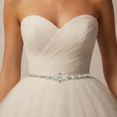 Fashnzfab Floral Marquise Stone Cluster Sash Ribbon Bridal Wedding Belt Headband Multi In Silver