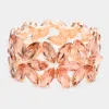 Fashnzfab Floral Marquise Stone Cluster Stretch Evening Bracelet Peach In Pink