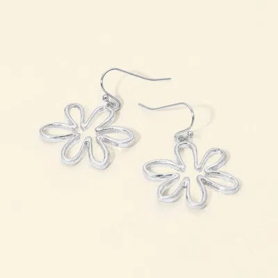 Fashnzfab Floral Metal Outline Drop Dangle Earrings In Metallic