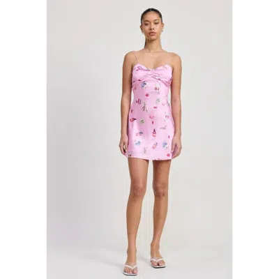Fashnzfab Floral Mini Satin Dress With Spaghetti Straps