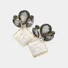 Fashnzfab Floral Multi Stone Evening Earrings In Gold