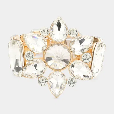 Fashnzfab Floral Multi Stone Stretch Evening Bracelet Gold