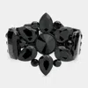 Fashnzfab Floral Multi Stone Stretch Evening Bracelet Jet Black In Black