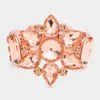 Fashnzfab Floral Multi Stone Stretch Evening Bracelet Peach In Pink