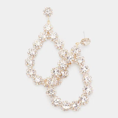 Fashnzfab Floral Open Teardrop Evening Earrings In White
