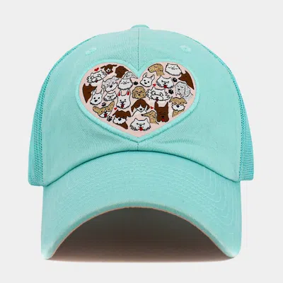 Fashnzfab Floral Pattern Heart Patch Pointed Baseball Cap In Green