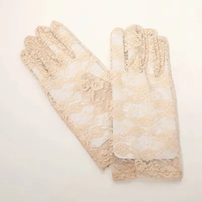 Fashnzfab Floral Pattern Lace Wedding Gloves In Multi