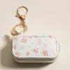 Fashnzfab Floral Pattern Printed Rectangular Travel Jewelry Case Keychain Bag Charm In Multi