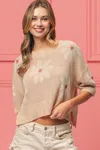 Fashnzfab Floral Pattern Slit Sweater In Multi