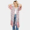 Fashnzfab Floral Patterned Cover Up Kimono Poncho In Pink