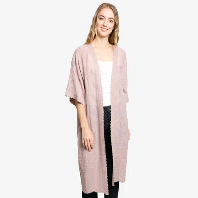 Fashnzfab Floral Patterned Lace Cover Up Kimono Poncho In Pink