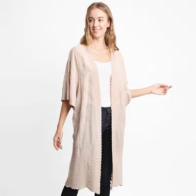 Fashnzfab Floral Patterned Lace Cover Up Kimono Poncho In White