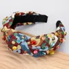 Fashnzfab Floral Patterned Stone Cluster Embellished Knot Headband In Multi