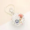 Fashnzfab Floral Pearl Multi Bead Embellished Round Compact Mirror / Keychain In White
