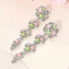 Fashnzfab Floral Pearl Rhinestone Cluster Drop Earrings In Multi